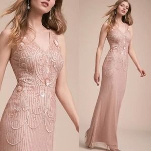NEW BHLDN Kincaid Blush Sequin Embroidered Dress sz 8 wedding prom formal
